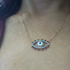 Evil Eye Pendant Necklace in Gold and Blue